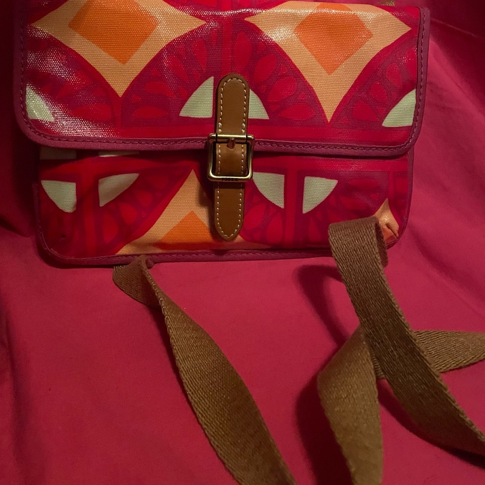 Fossil Beautiful Coated Canvas Crossbody Bag w/ID change purse 👜 9-3/4 x 6-1/2